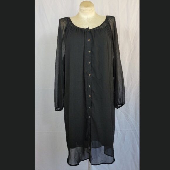 Plus Size 2X 16/18/20 Pure Energy Black Full Sleeve Dress Goth Witchy - Picture 1 of 5
